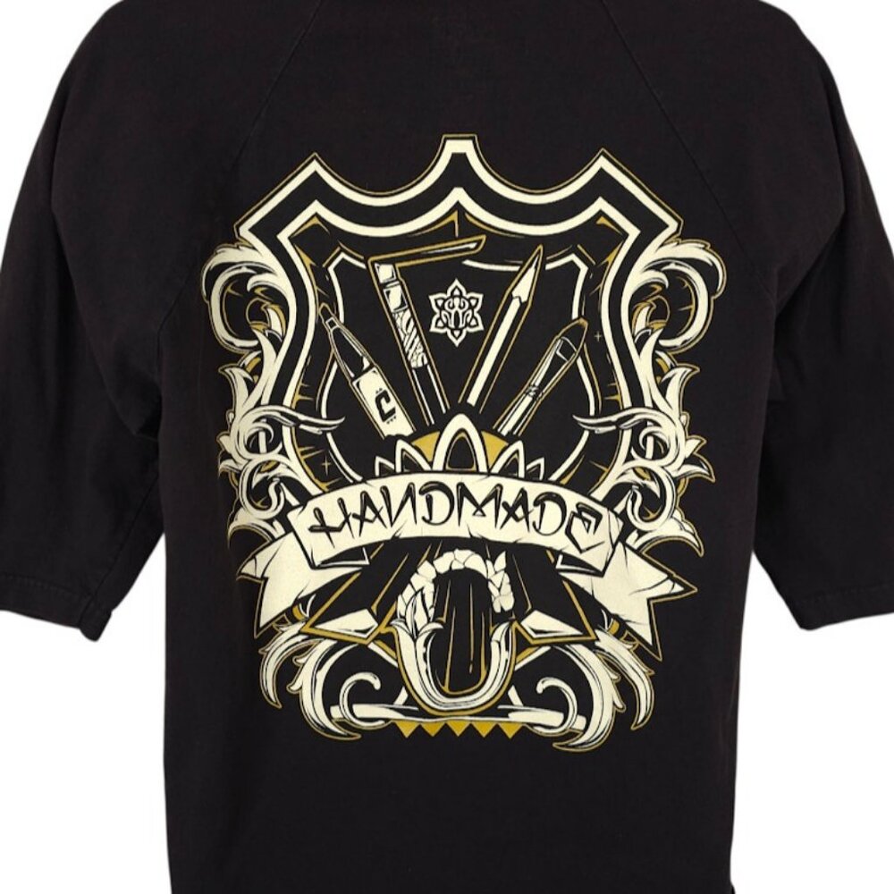 Cukui Handmade T Shirt Mens Size Large Black Raglan Art Tee Artist Tools